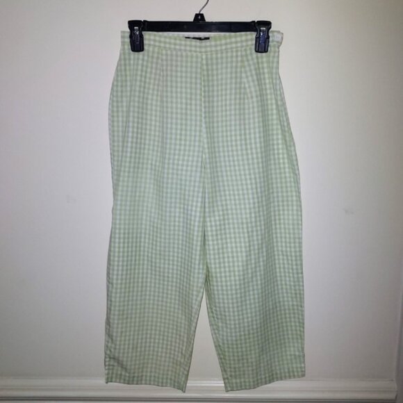 Vintage Real Comfort by Chadwick's Green/White Gingham Check Capris Size 6 - Picture 1 of 4